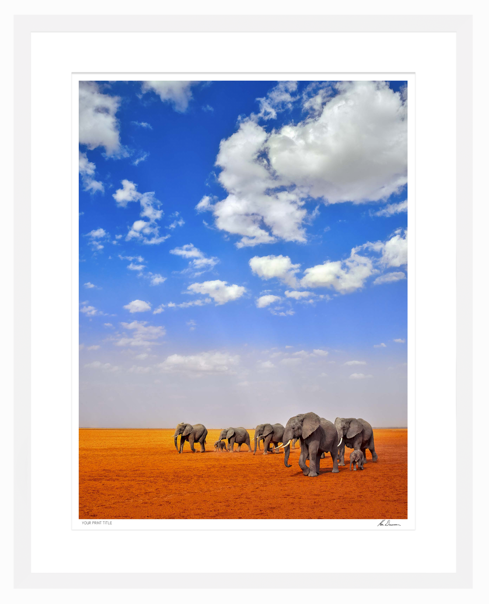 Large Limited Edition Elephant Parade. Framed Dimensions 1000mm (h) x 1320mm (w). Registration number 17/300